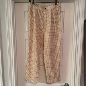Beige Checkered Casual Pants